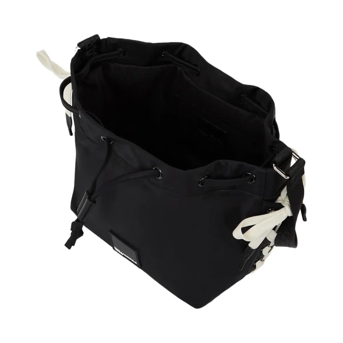 Karl Lagerfeld Nylon Lace-Up Bucket Bag Black