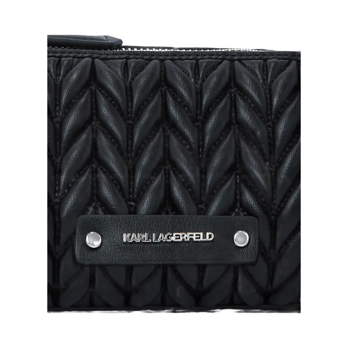Karl Lagerfeld Weave Barrel Crossbody Bag Black Nickel