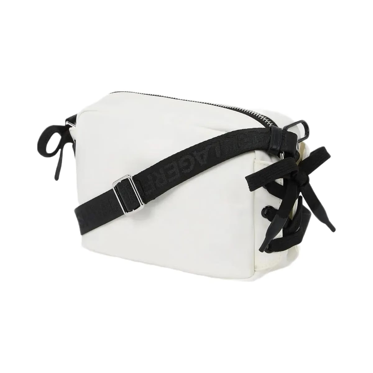 Karl Lagerfeld Nylon Lace-Up Camera Bag White