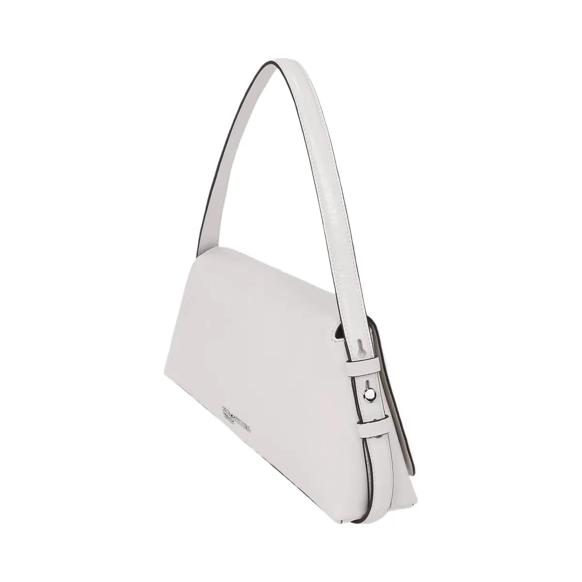 Karl Lagerfeld Geo High-Shine Flap Bag Off White