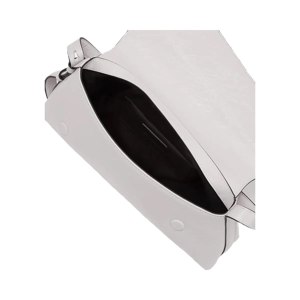 Karl Lagerfeld Geo High-Shine Flap Bag Off White