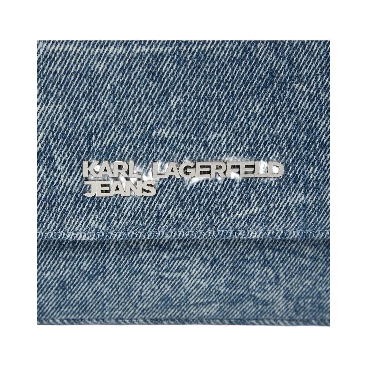 Karl Lagerfeld Denim Chain Top Handle Bag Washed Medium Blue