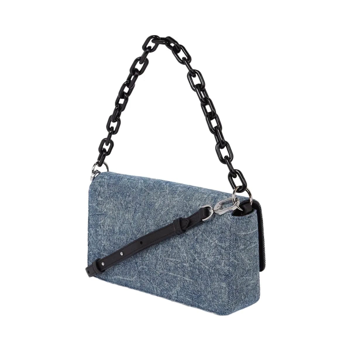 Karl Lagerfeld Denim Chain Top Handle Bag Washed Medium Blue