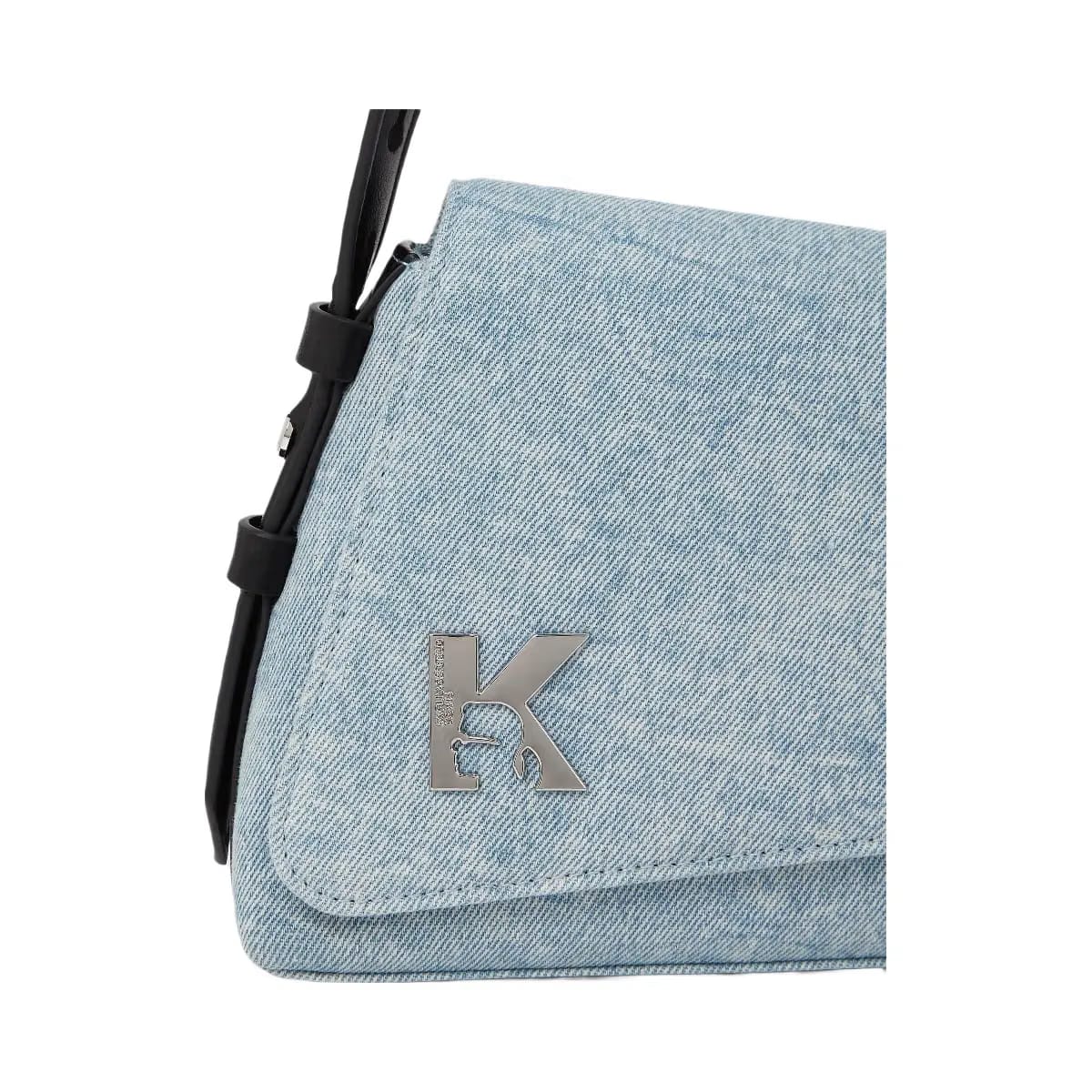 Karl Lagerfeld Geo Denim Flap Bag Acid Light Blue