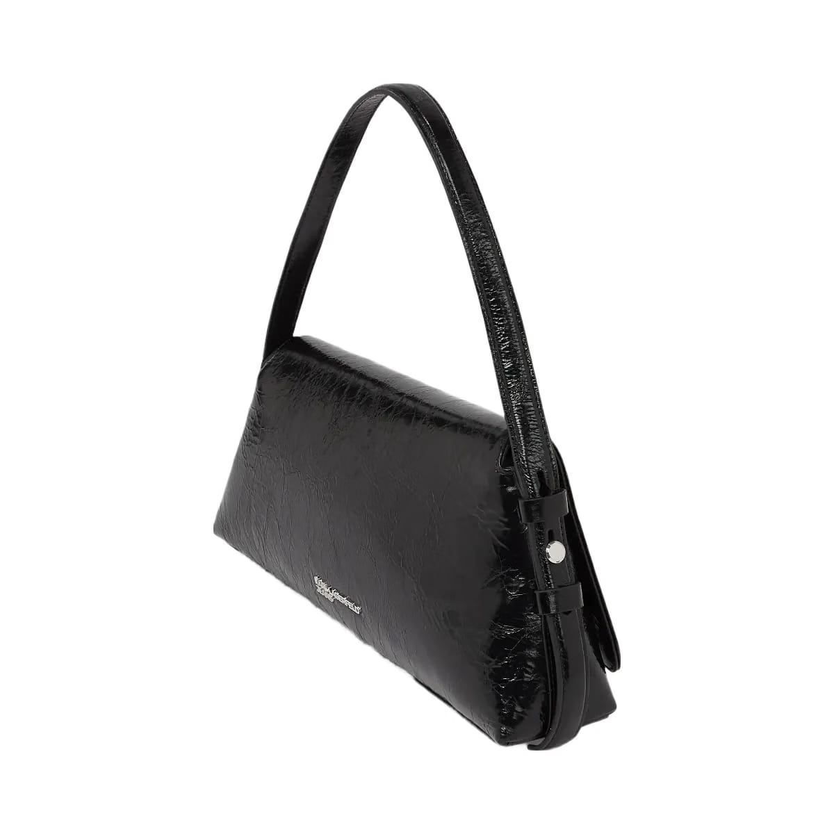 Karl Lagerfeld Geo High-Shine Flap Bag Black