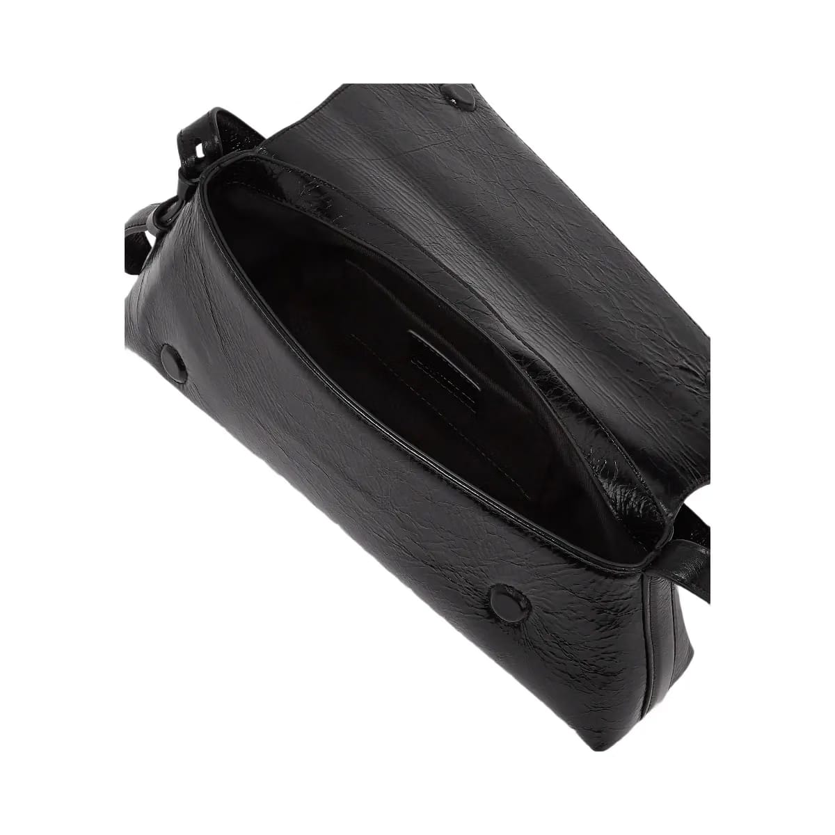 Karl Lagerfeld Geo High-Shine Flap Bag Black