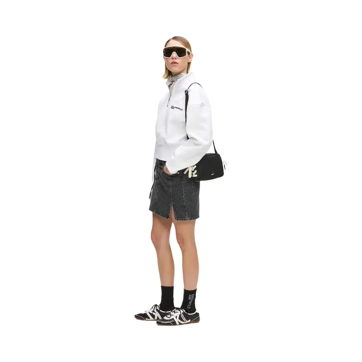 Karl Lagerfeld Nylon Lace-Up Camera Bag Black