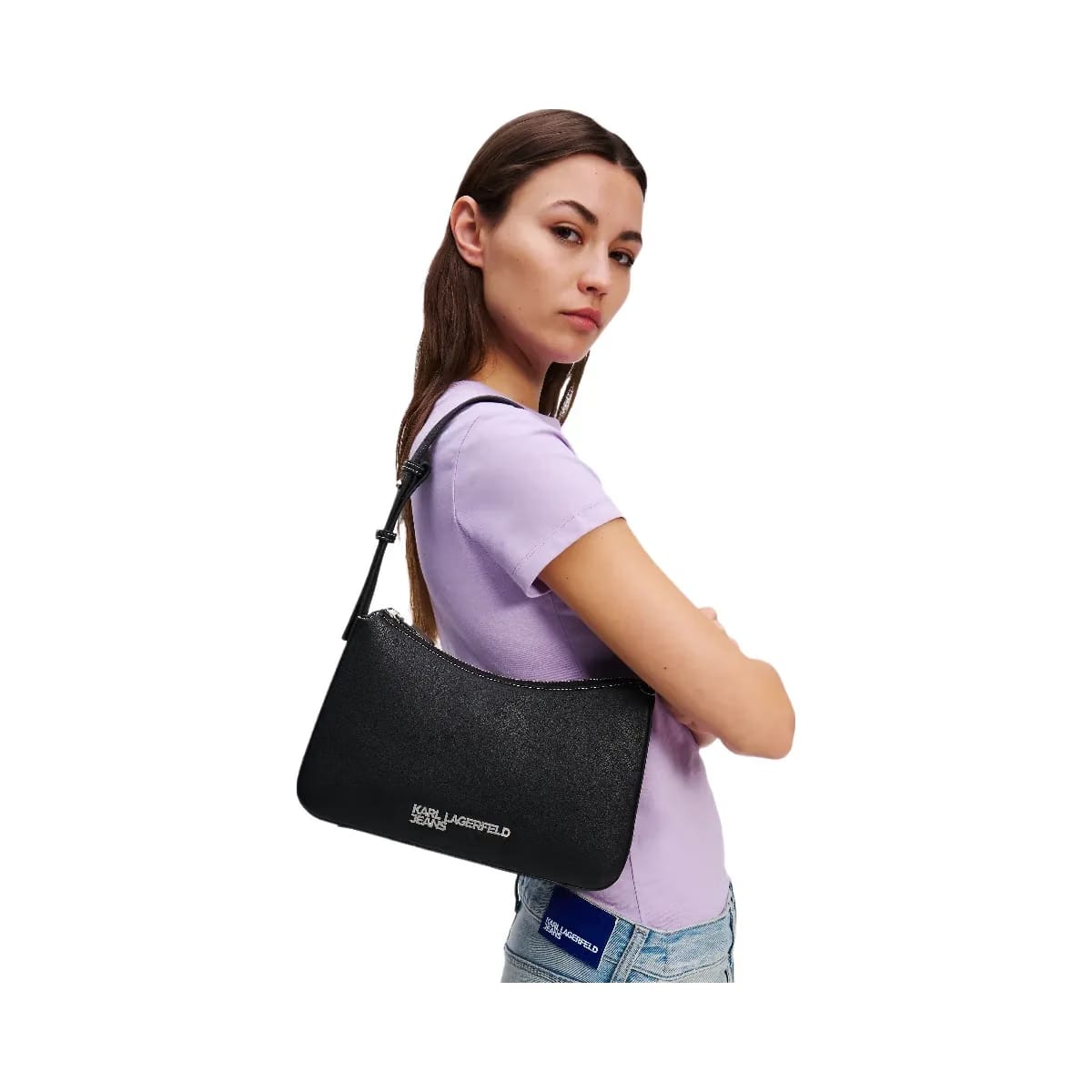 Karl Lagerfeld Metal Logo Shoulder Bag Black