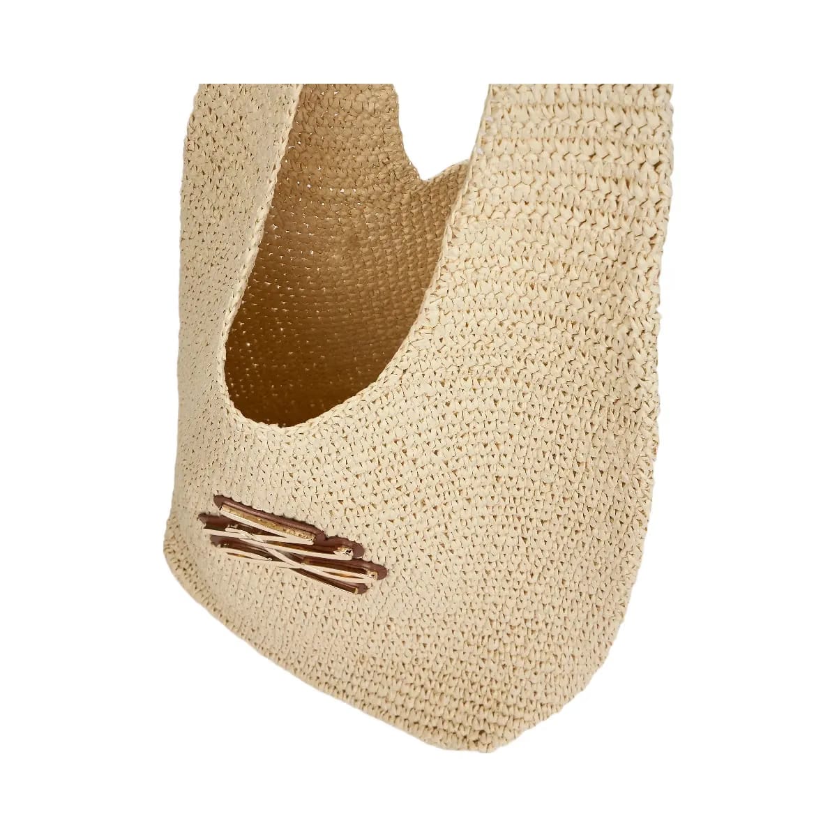 Karl Lagerfeld Autograph Crochet Hobo Bag Natural