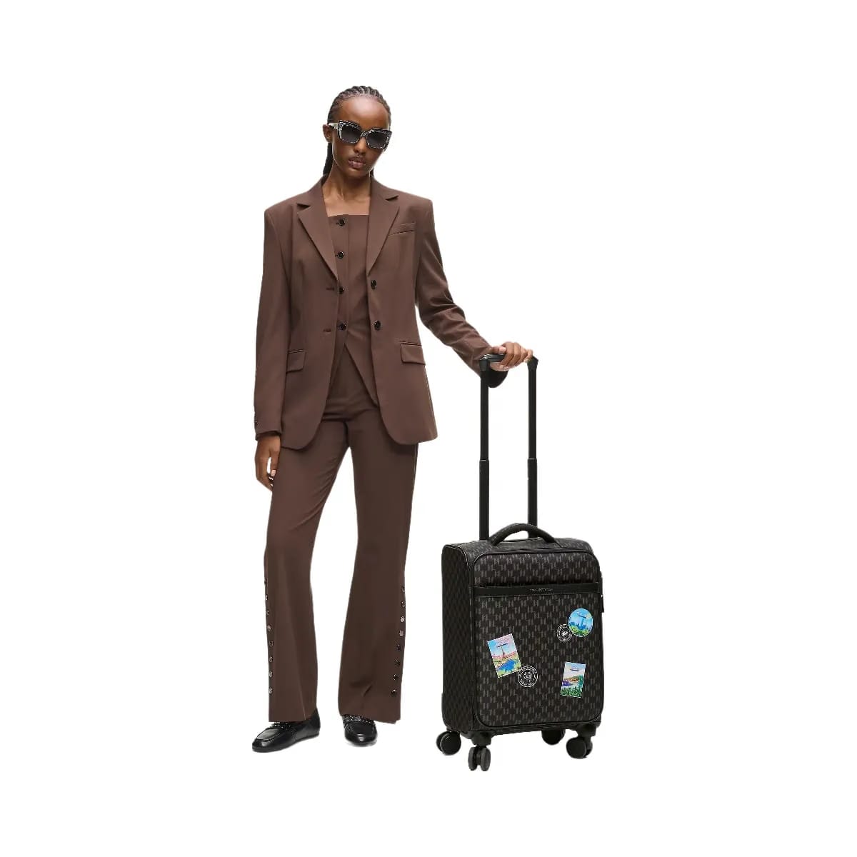 Karl Lagerfeld Ikon Monogram Trolley Case Brown Monogram