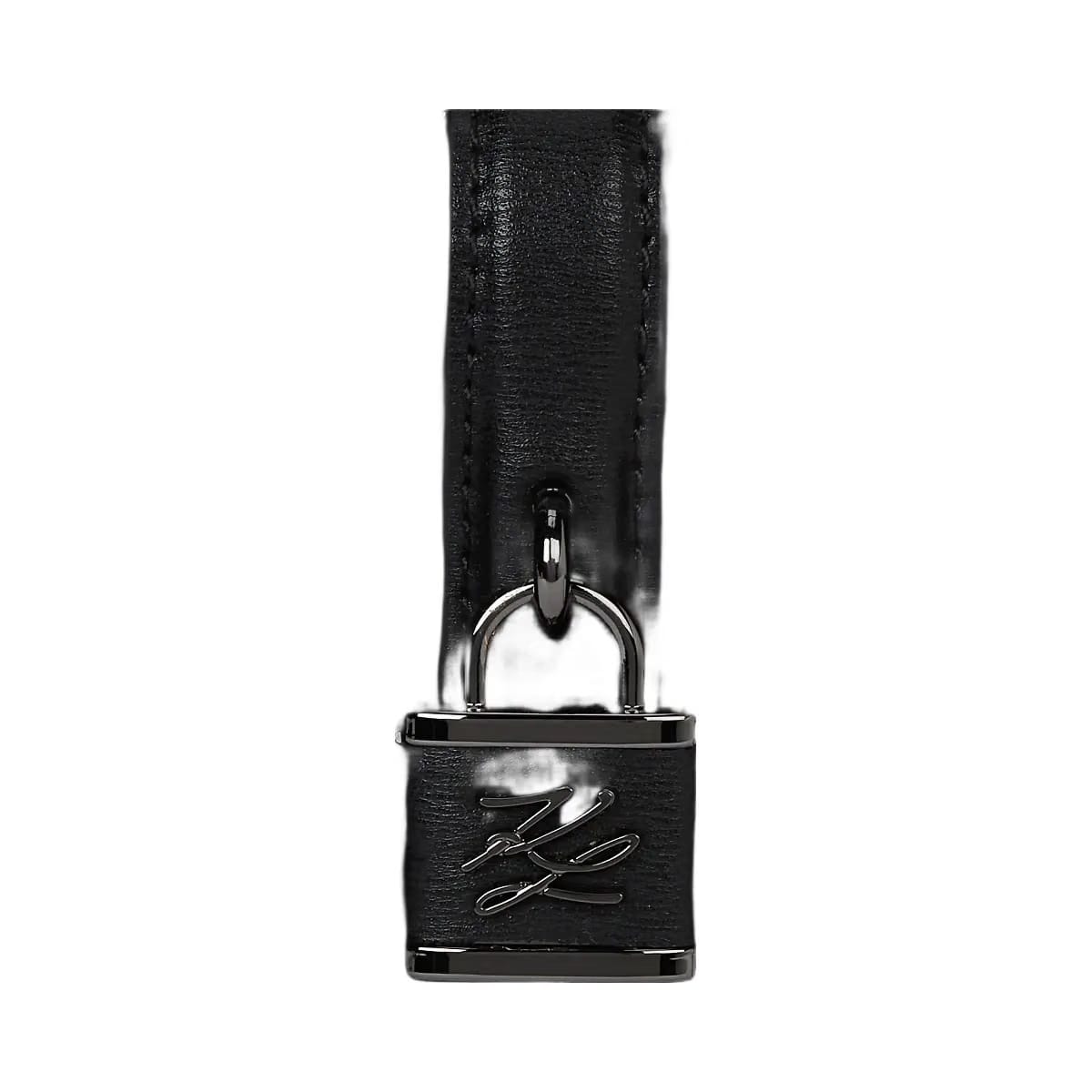 Karl Lagerfeld Autograph Padlock Rhinestone Trunk Bag Black Embellishment
