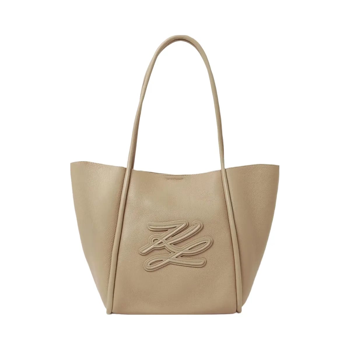 Karl Lagerfeld Autograph Patch Medium Tote Bag Safari