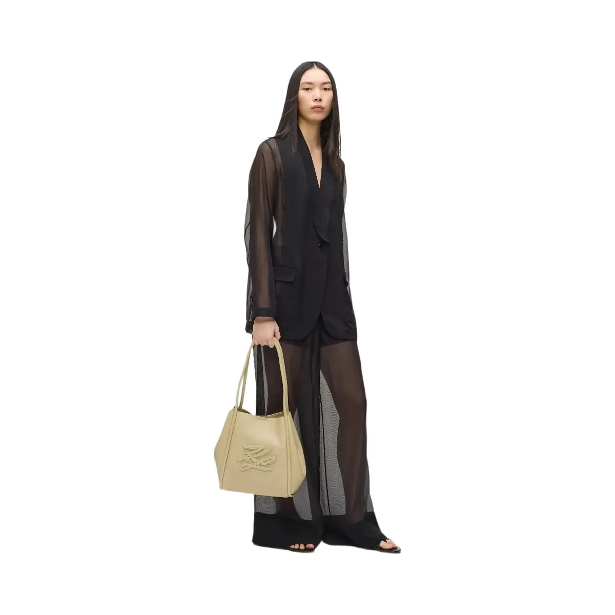 Karl Lagerfeld Autograph Patch Medium Tote Bag Safari