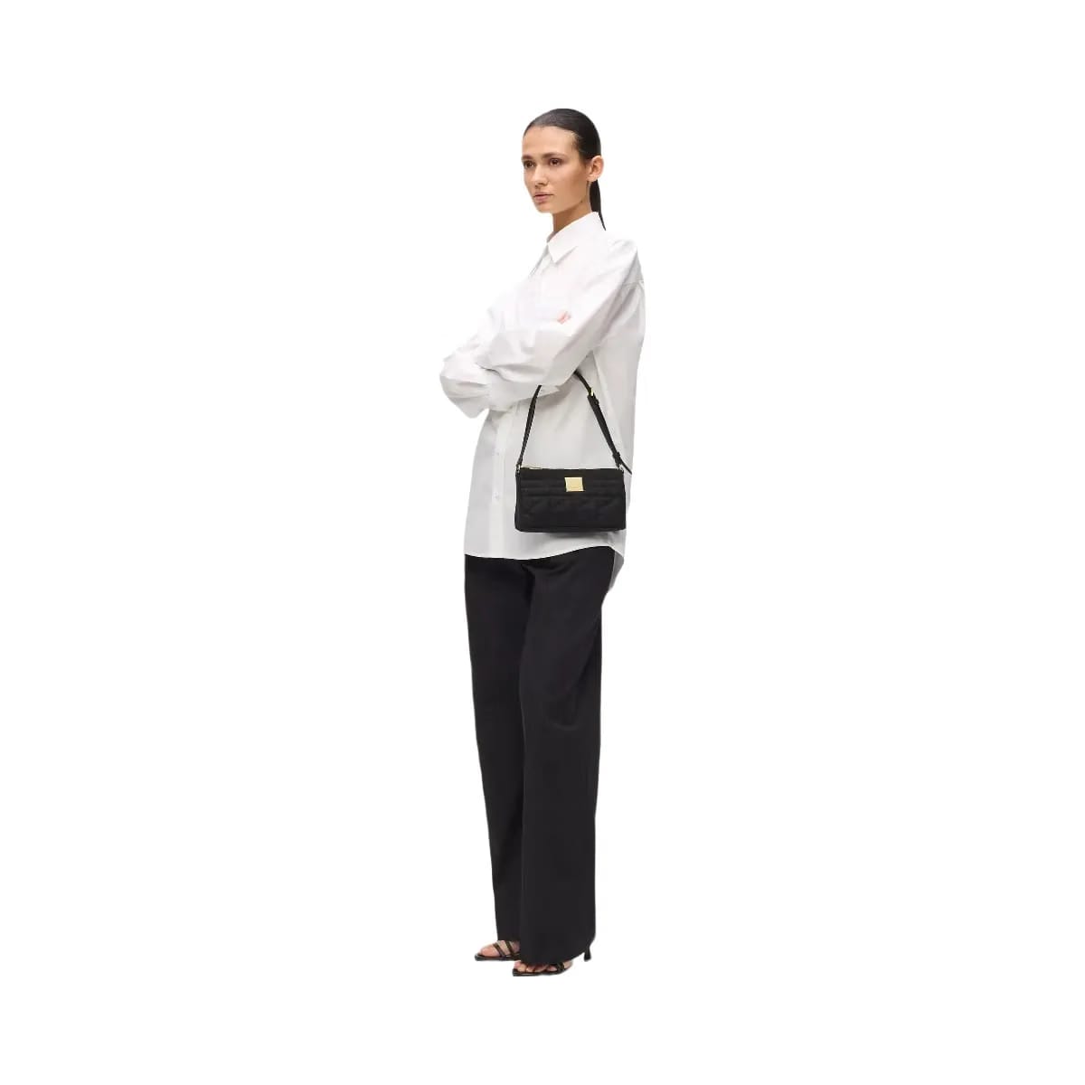Karl Lagerfeld Kl X Amber Valletta Kuilt Canvas Shoulder Bag Black
