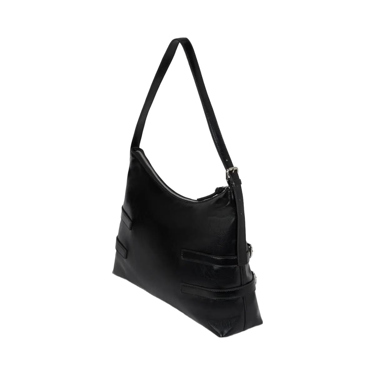 Karl Lagerfeld Large Buckle Shoulder Bag Black