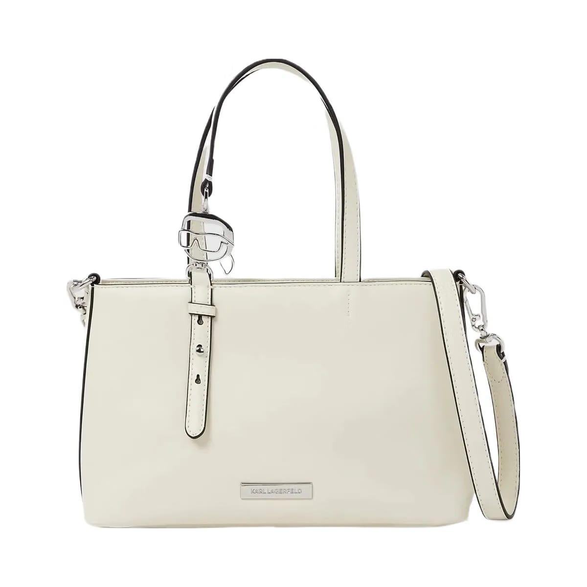 Karl Lagerfeld Ikon Smooth Small Tote Bag Off White