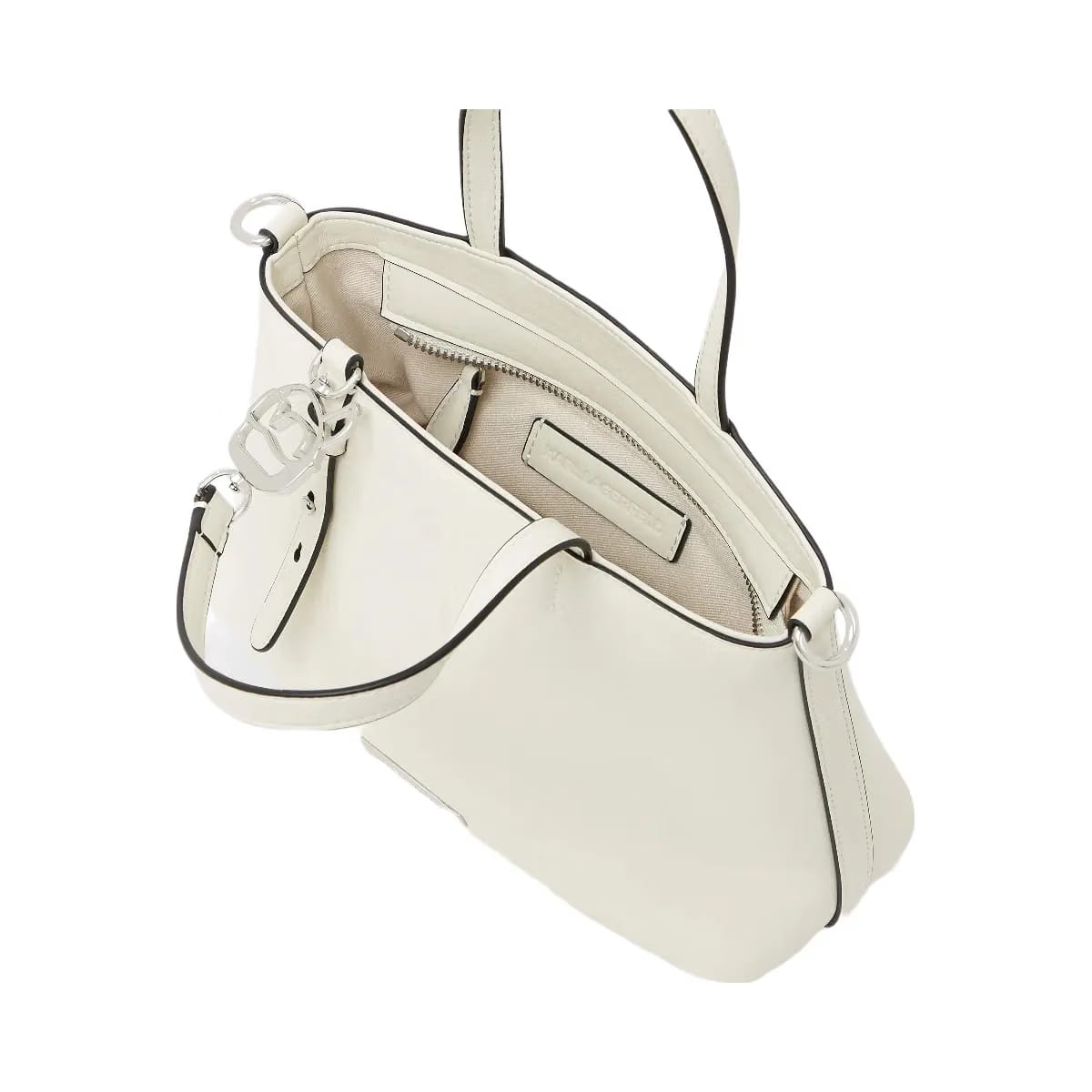 Karl Lagerfeld Ikon Smooth Small Tote Bag Off White