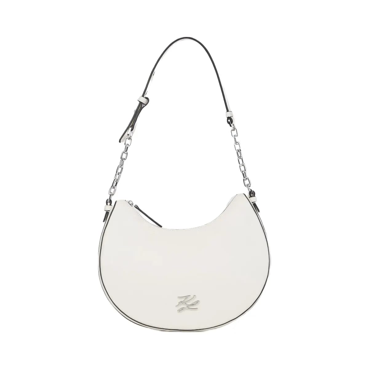Karl Lagerfeld Autograph Medium Moon Bag Off White