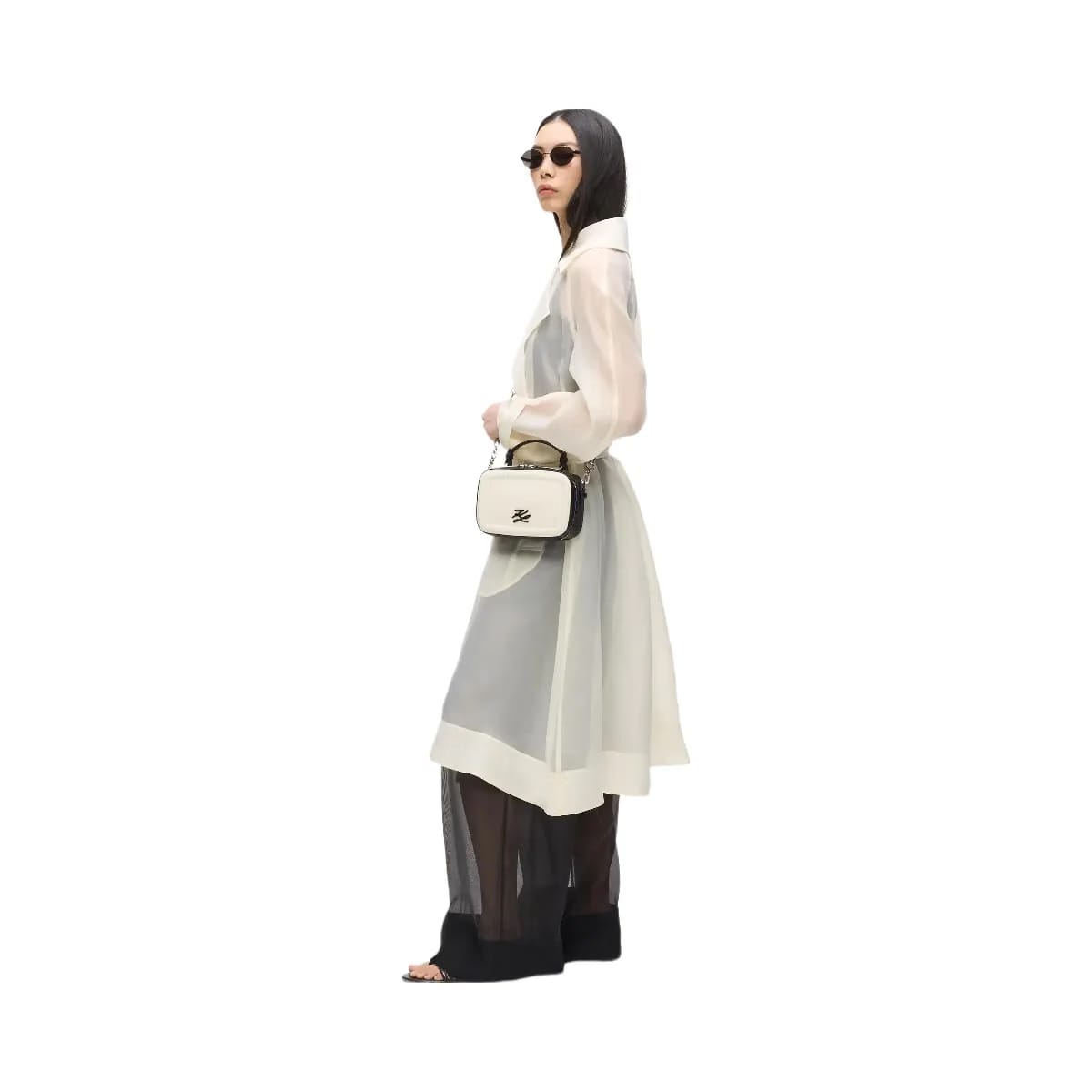 Karl Lagerfeld Autograph Color-Block Square Bag Black White