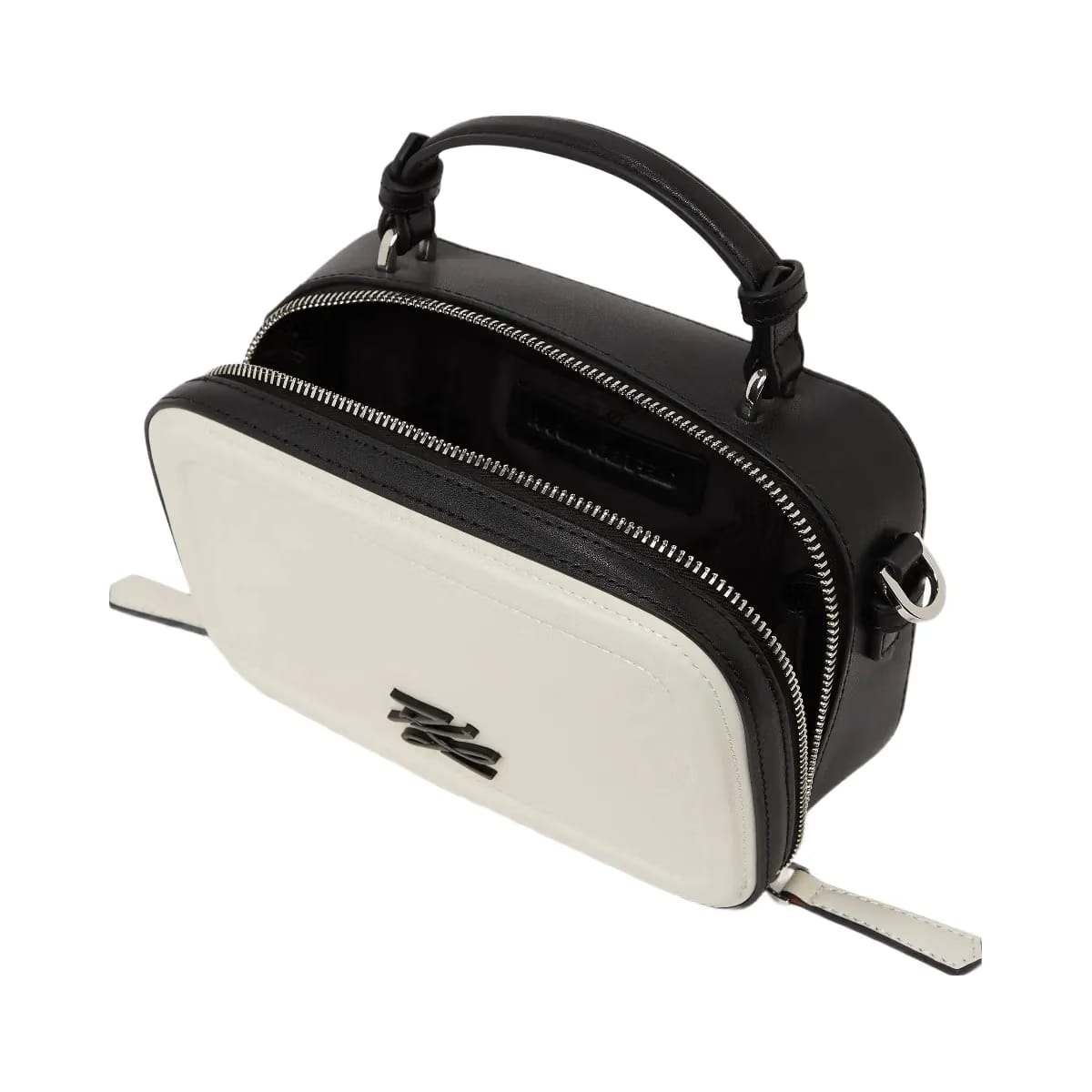 Karl Lagerfeld Autograph Color-Block Square Bag Black White