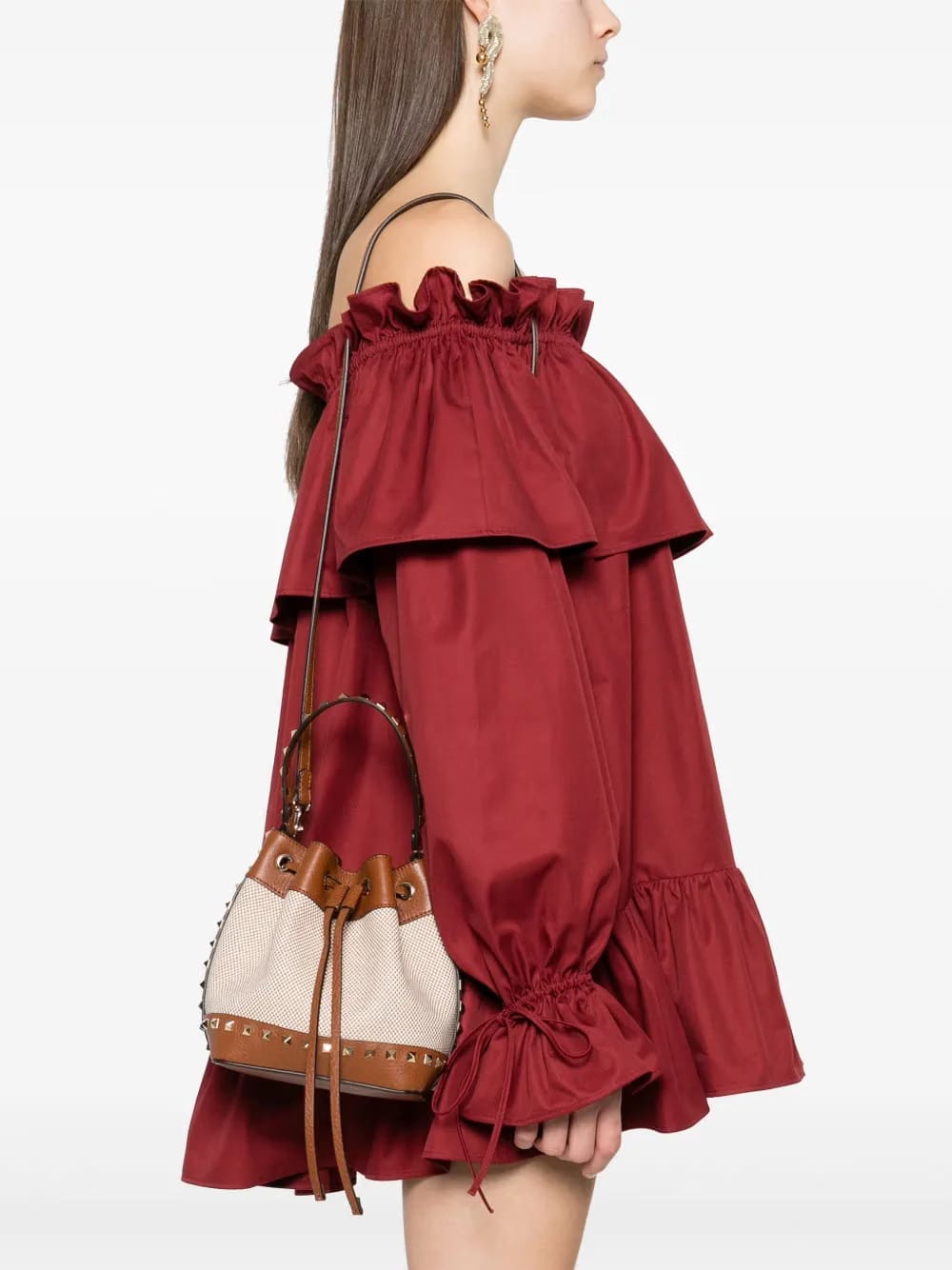 Rockstud-detail bucket bag