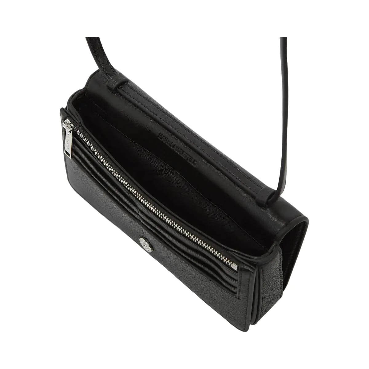 Karl Lagerfeld Autograph Patch Mini Crossbody Bag Black Nickel