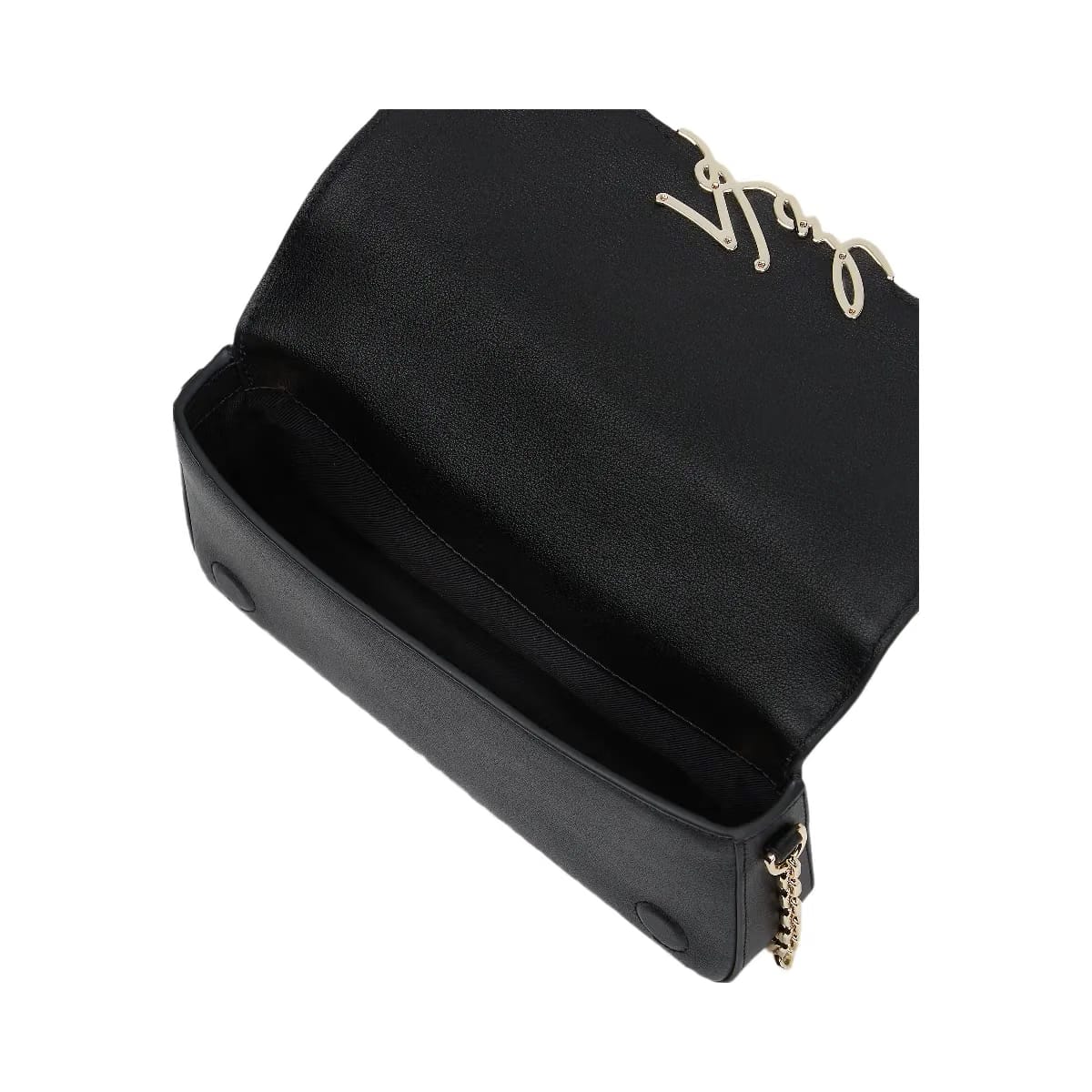 Karl Lagerfeld Signature Mini Shoulder Bag Black Gold