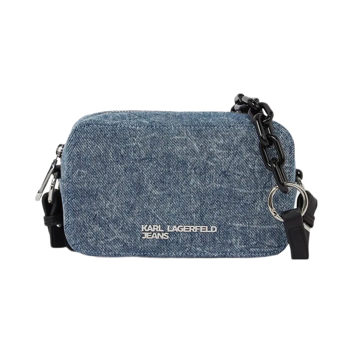 Karl Lagerfeld Denim Chain Camera Bag Washed Medium Blue