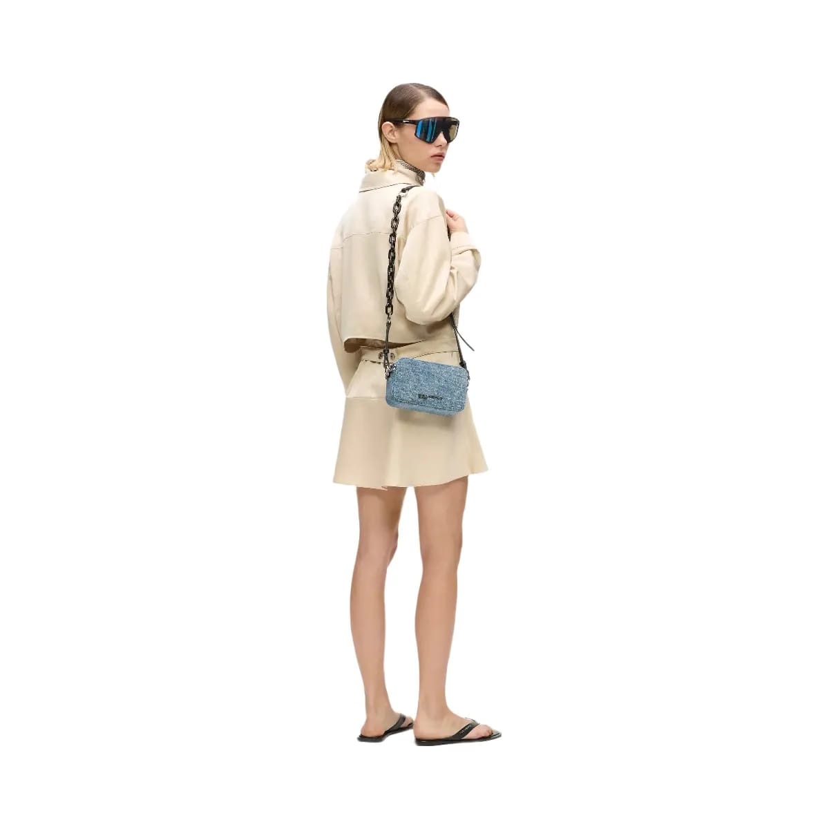 Karl Lagerfeld Denim Chain Camera Bag Washed Medium Blue
