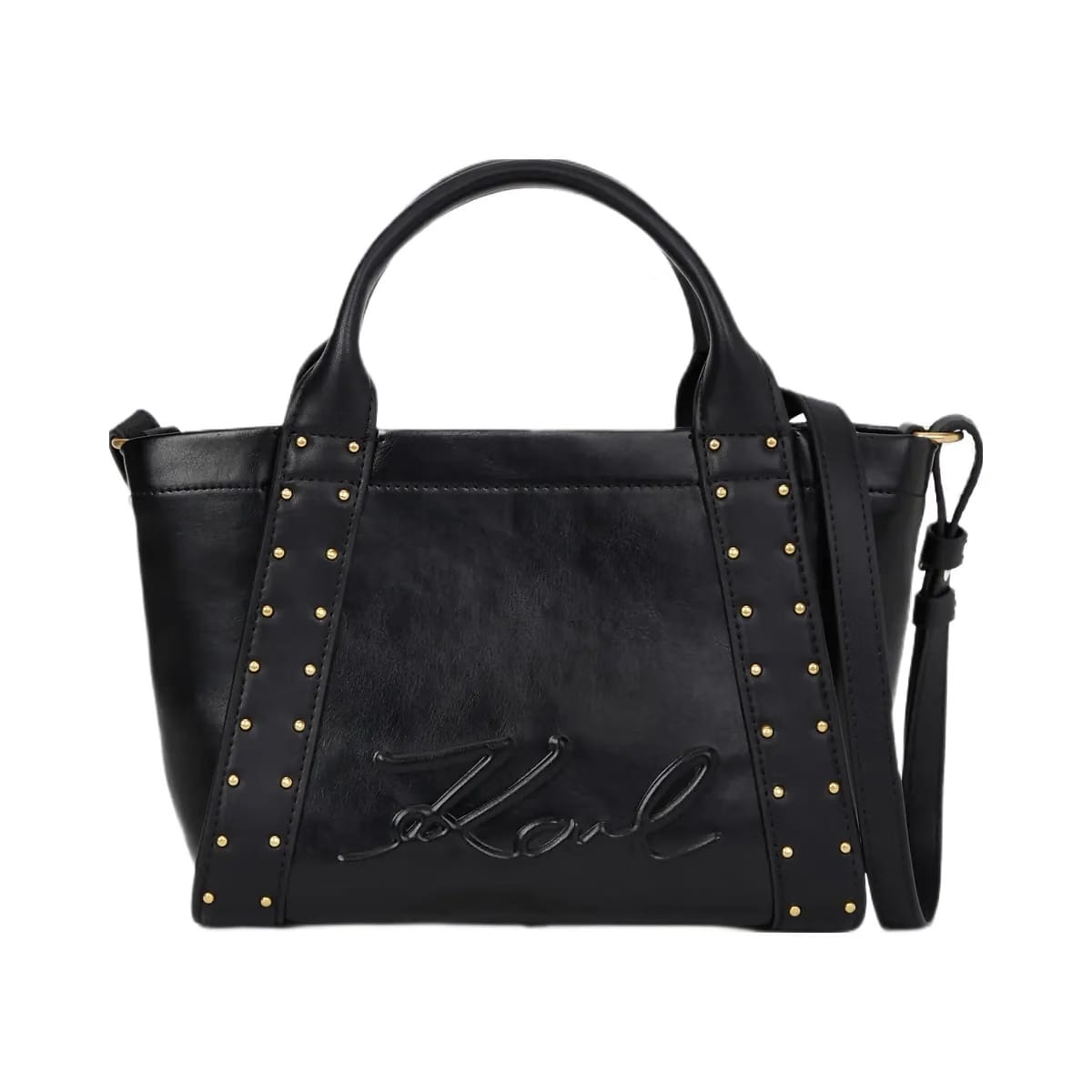 Karl Lagerfeld Ville Small Studded Tote Bag Black Gold