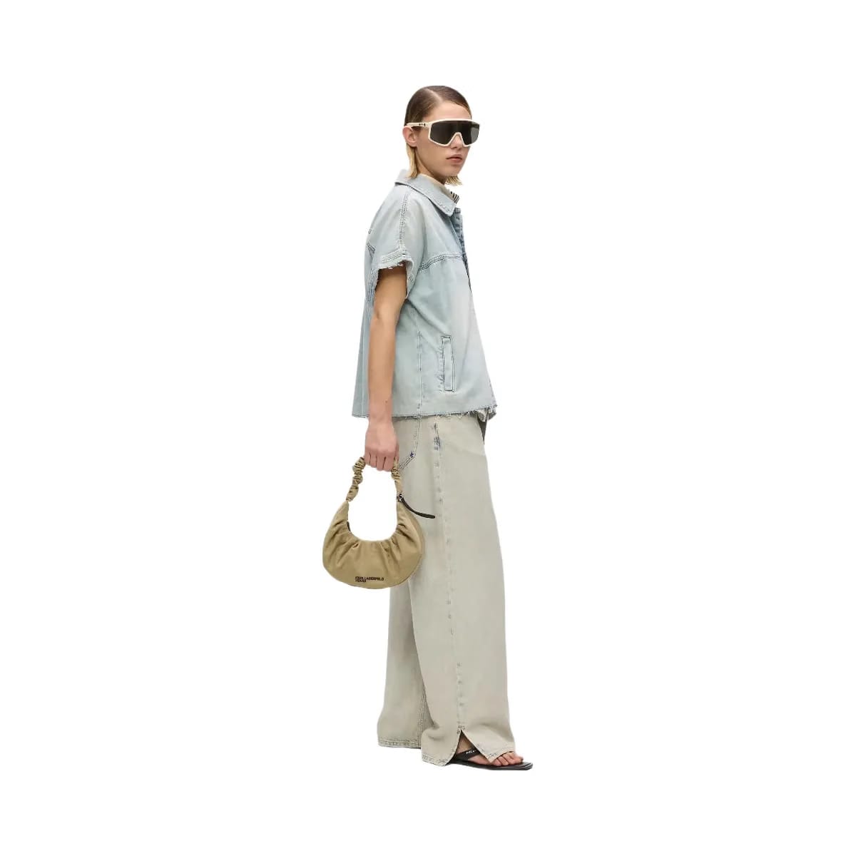 Karl Lagerfeld Gathered Small Hobo Bag Travertine