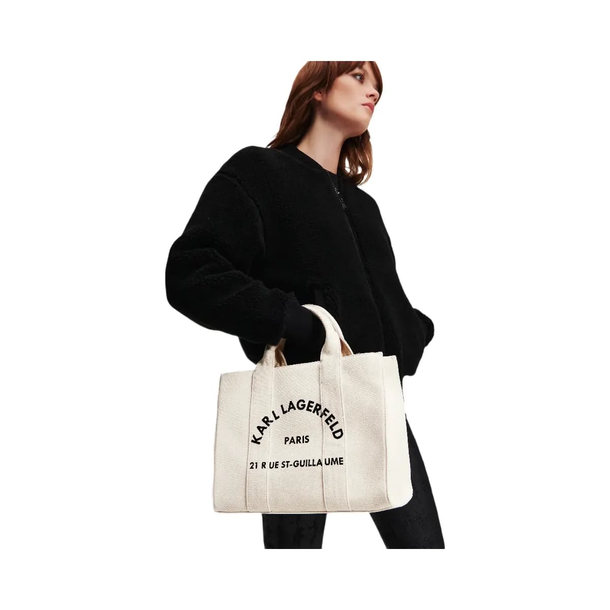 Karl Lagerfeld Rue St-Guillaume Medium Square Tote Bag Natural