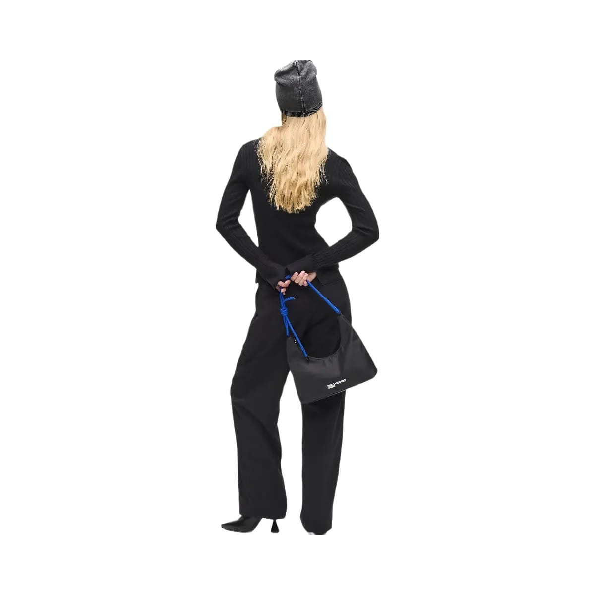 Karl Lagerfeld Cord Nylon Shoulder Bag Black