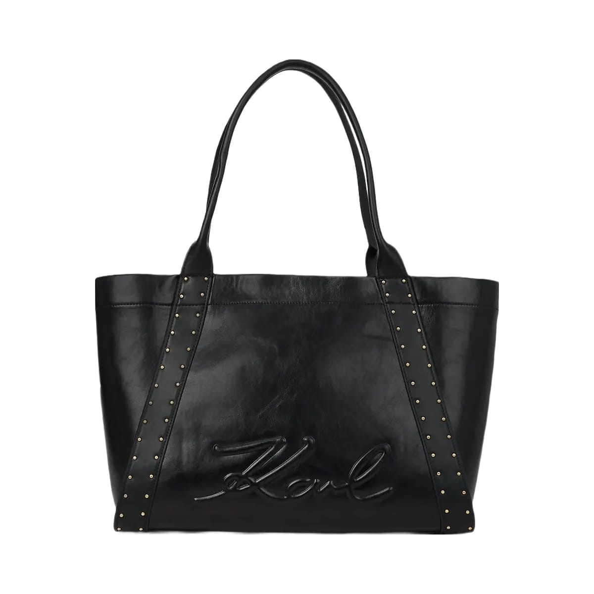 Karl Lagerfeld Ville Medium Studded Tote Bag Black Gold