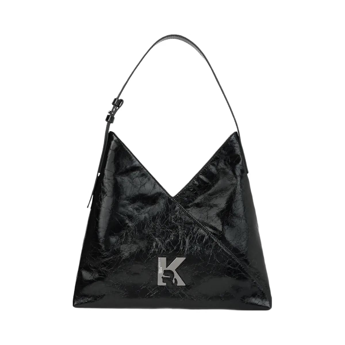 Karl Lagerfeld Geo High-Shine Tote Bag Black