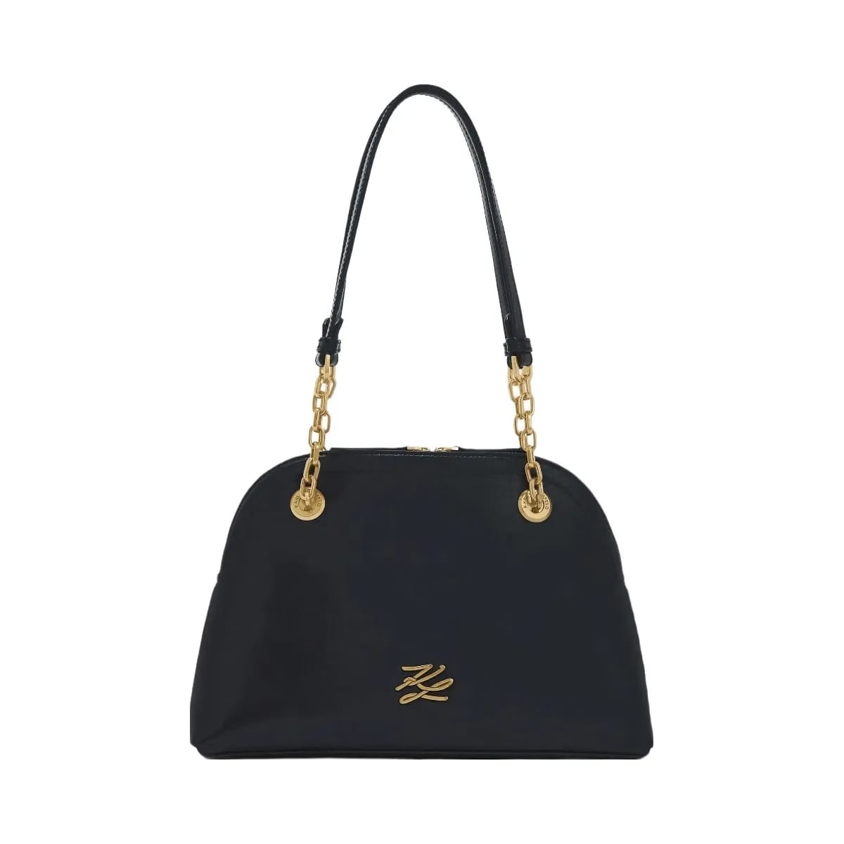 Karl Lagerfeld Autograph Medium Bowling Bag Black Gold