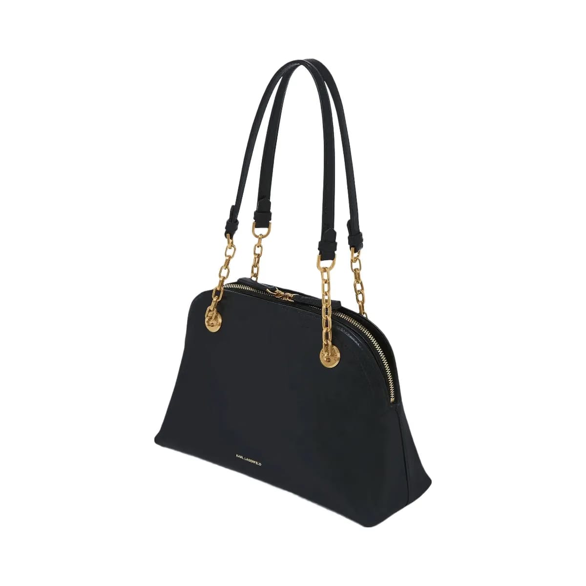 Karl Lagerfeld Autograph Medium Bowling Bag Black Gold