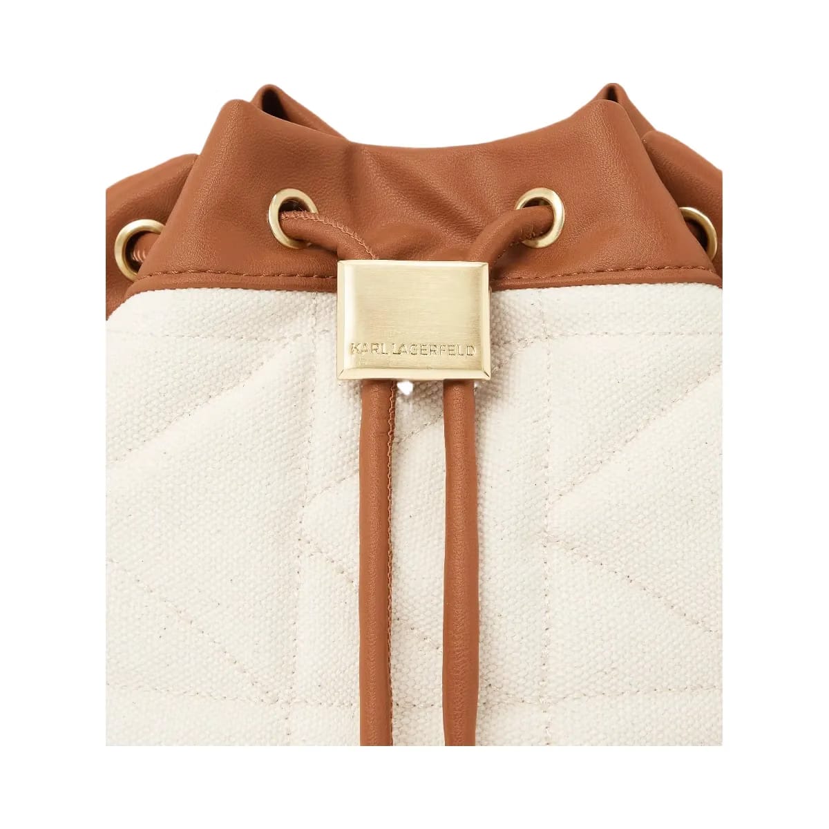 Karl Lagerfeld Kl X Amber Valletta Kuilt Canvas Bucket Bag Natural