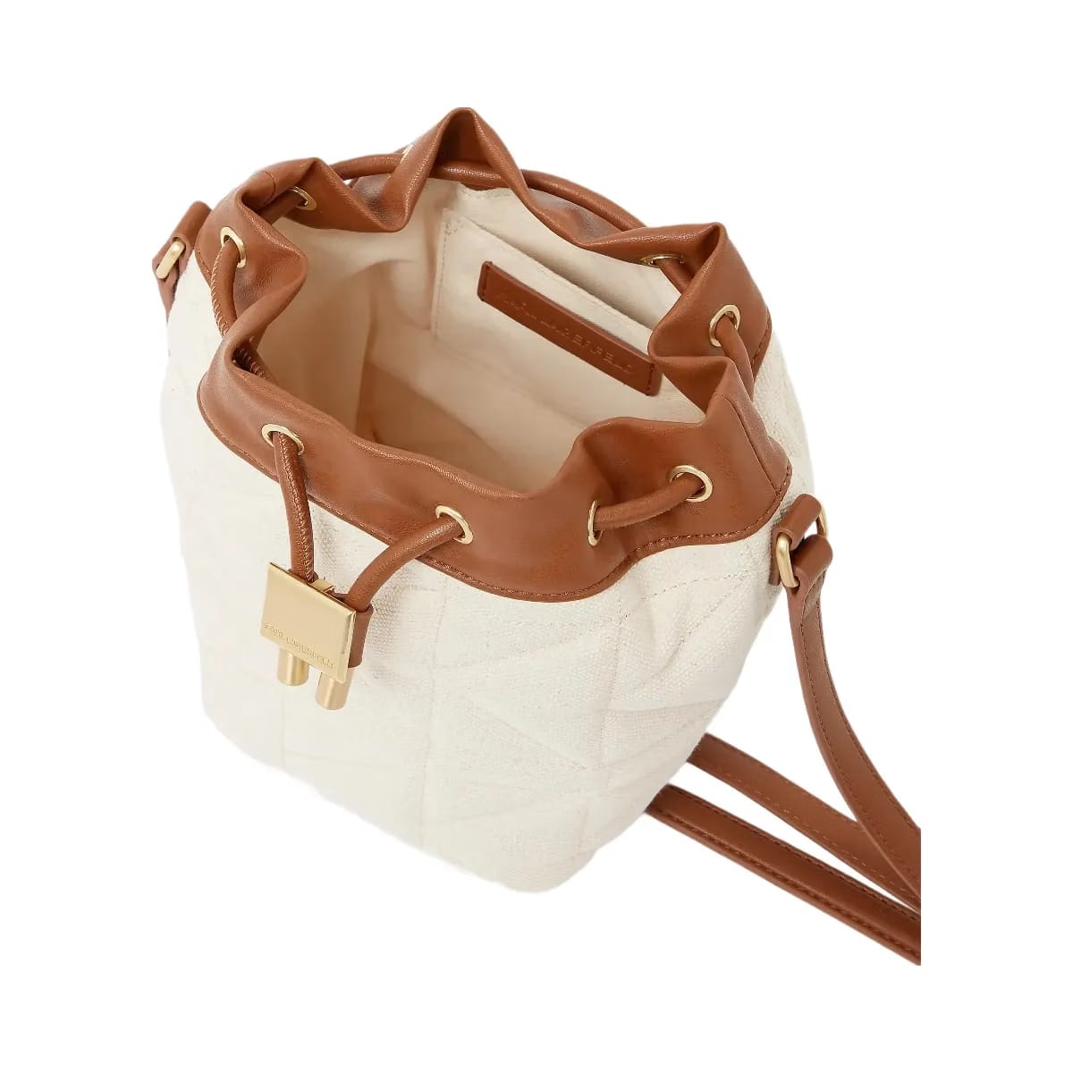 Karl Lagerfeld Kl X Amber Valletta Kuilt Canvas Bucket Bag Natural