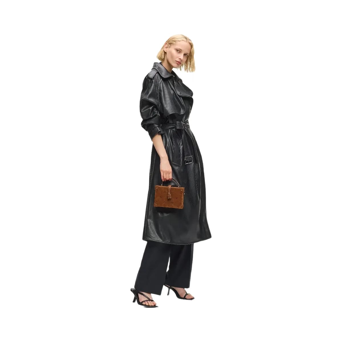 Karl Lagerfeld Autograph Padlock Suede Trunk Bag Dark Tan