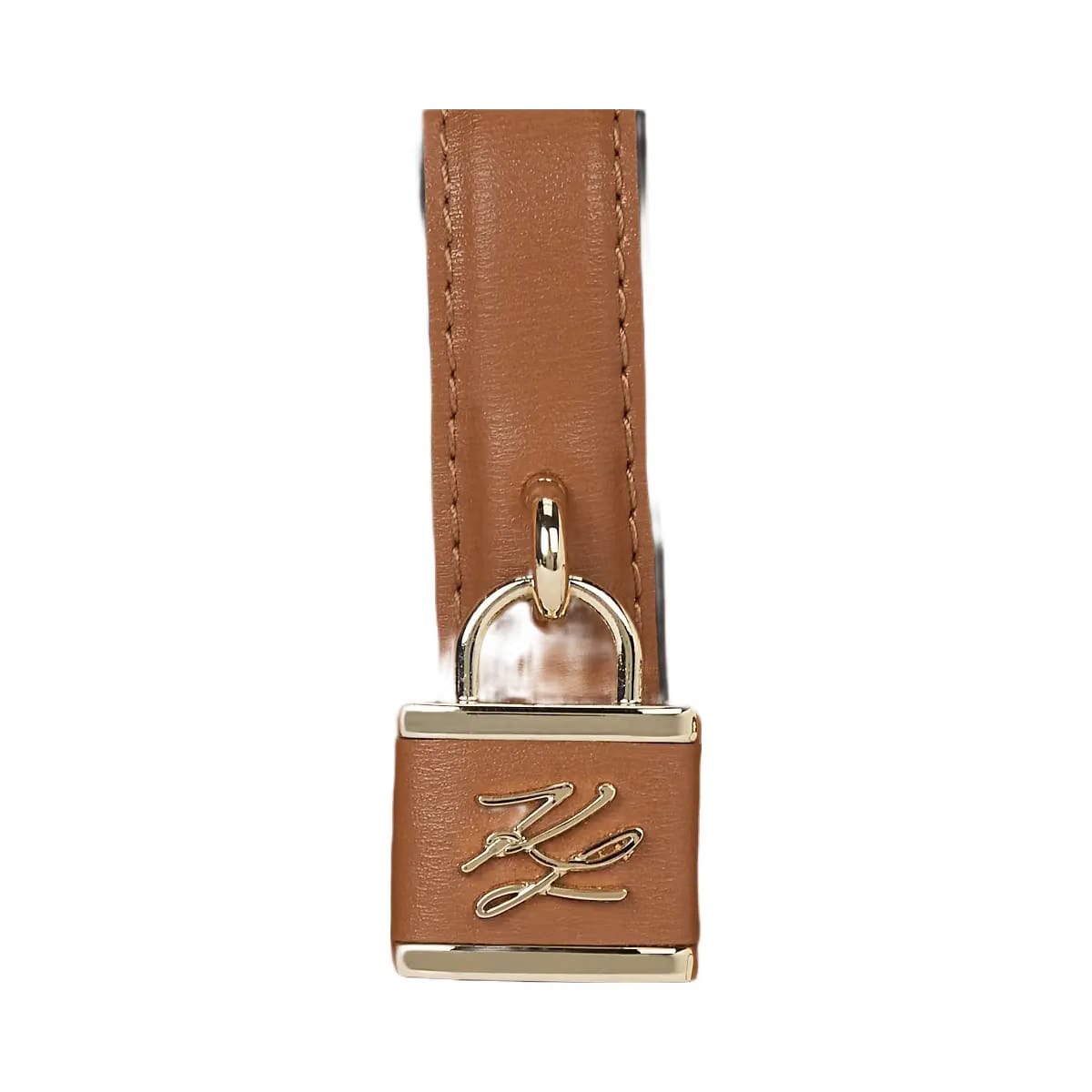 Karl Lagerfeld Autograph Padlock Suede Trunk Bag Dark Tan