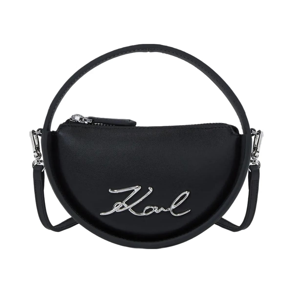 Karl Lagerfeld Signature Nano Round Bag Black Nickel