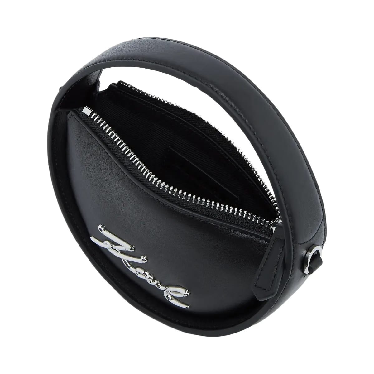 Karl Lagerfeld Signature Nano Round Bag Black Nickel
