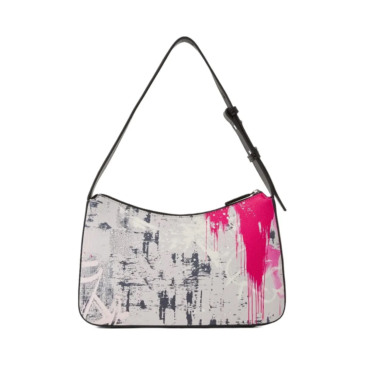Karl Lagerfeld Graffiti Print Shoulder Bag Painters Print Pink All Over Print