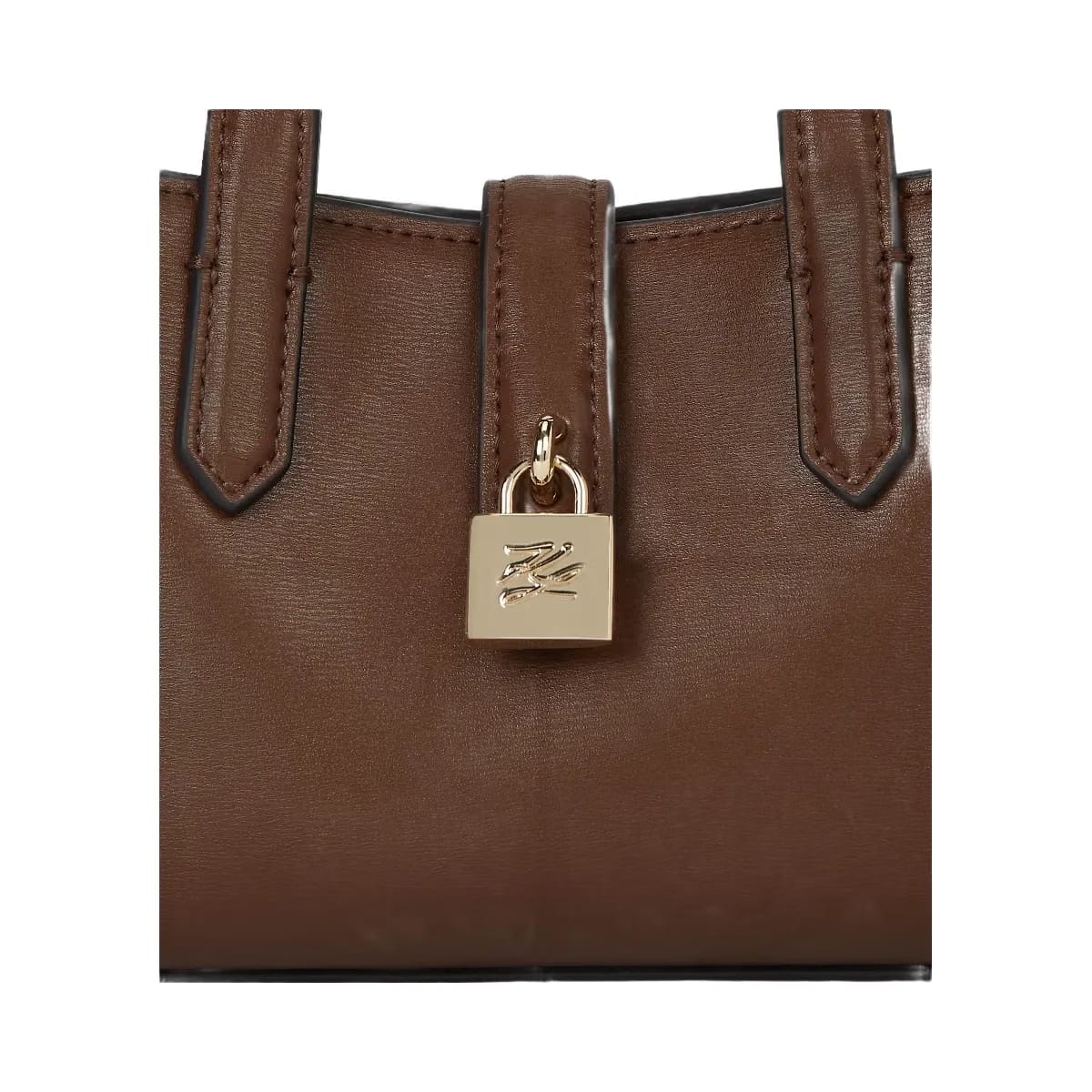 Karl Lagerfeld Autograph Padlock Mini Shoulder Bag Dark Friar Brown
