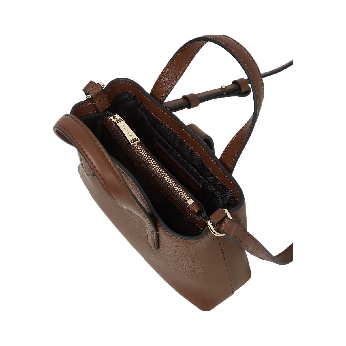 Karl Lagerfeld Autograph Padlock Mini Shoulder Bag Dark Friar Brown