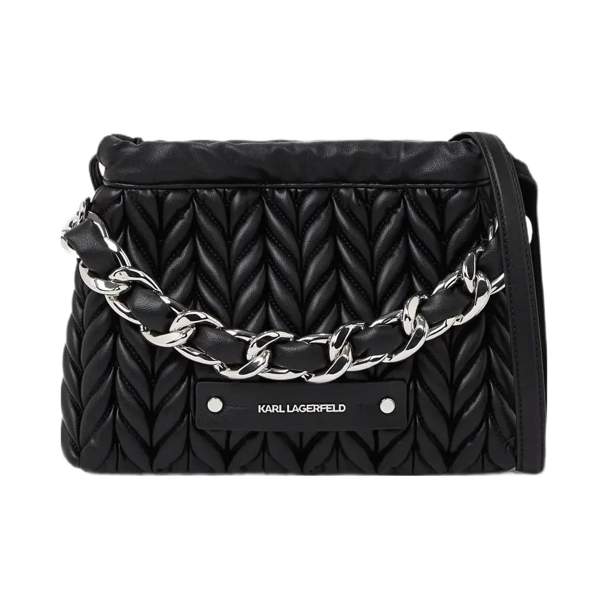 Karl Lagerfeld Weave Chain Crossbody Bag Black Nickel