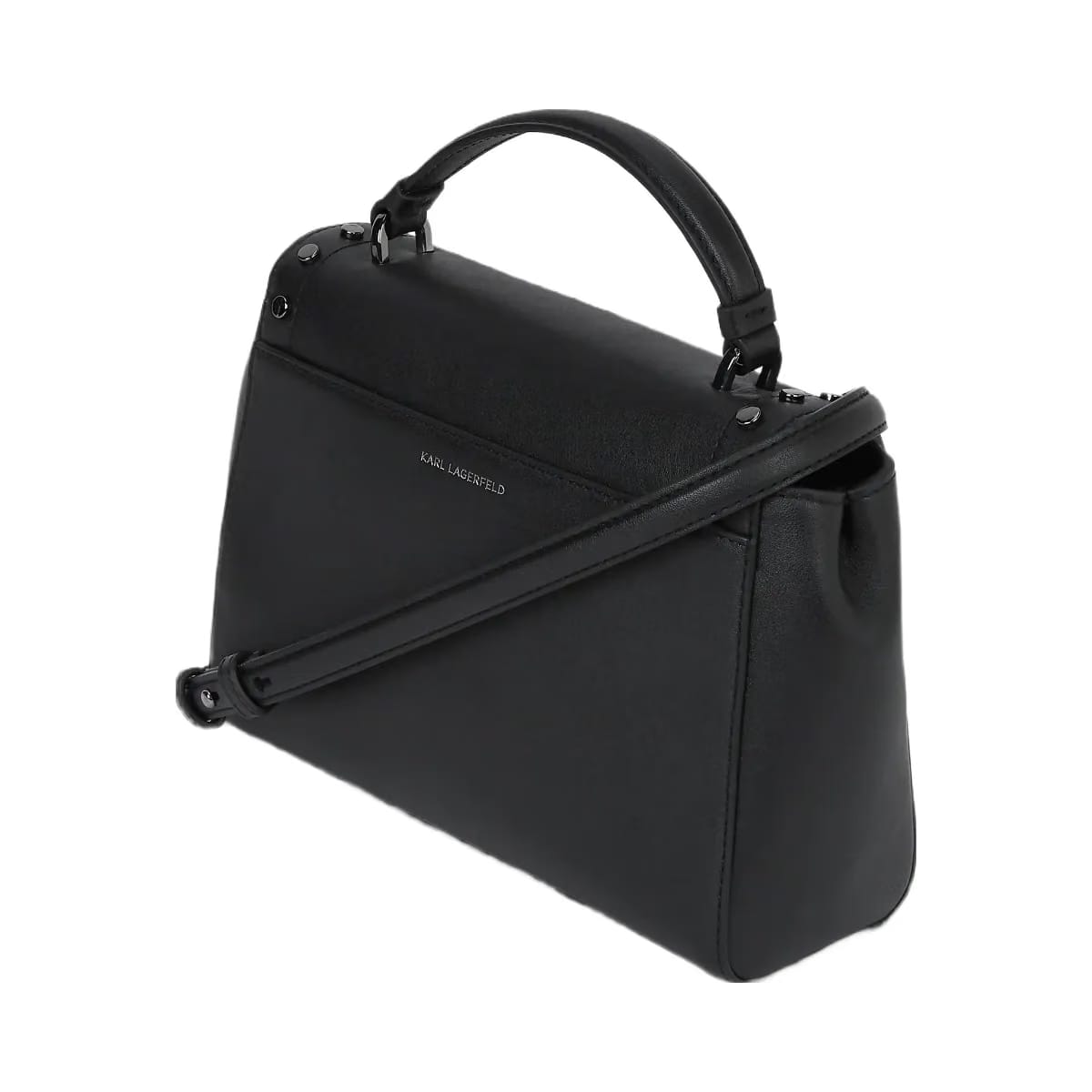 Karl Lagerfeld Autograph Studded Top Handle Bag Black Embellishment