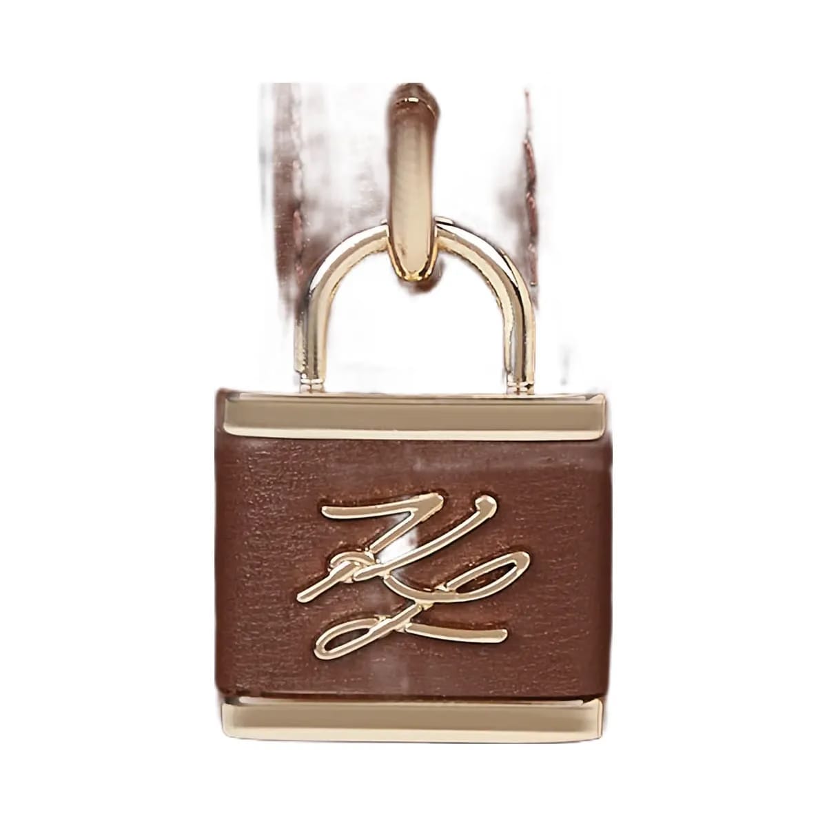 Karl Lagerfeld Autograph Padlock Trunk Bag Dark Friar Brown