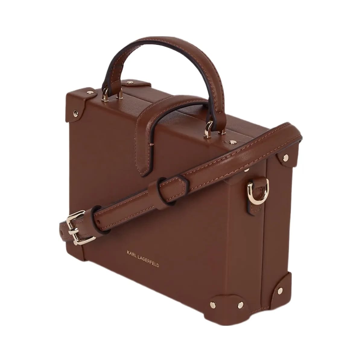 Karl Lagerfeld Autograph Padlock Trunk Bag Dark Friar Brown